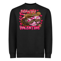 Black Howdy Valentine Heavyweight Sweatshirt - CowhideDigitalArt