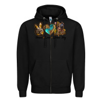 Black peace love duroc pig Zipper Hoodie - LillyAllenDesigns
