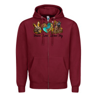 Burgundy peace love duroc pig Zipper Hoodie - LillyAllenDesigns
