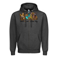 Charcoal Heather peace love duroc pig Zipper Hoodie - LillyAllenDesigns