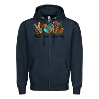 Navy peace love duroc pig Zipper Hoodie - LillyAllenDesigns