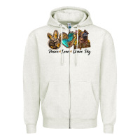 Oatmeal Heather peace love duroc pig Zipper Hoodie - LillyAllenDesigns
