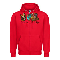 Red peace love duroc pig Zipper Hoodie - LillyAllenDesigns