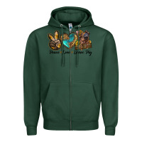 Sports Green peace love duroc pig Zipper Hoodie - LillyAllenDesigns