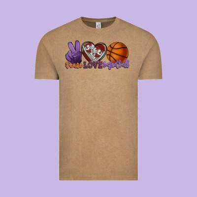 Peace Love Basketball Vintage Tee Designed By Howdyjamesfarm