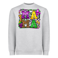 Heather Grey Mardi Gras leopard frame mama Mother's Day Heavyweight Sweatshirt - LillyAllenDesigns