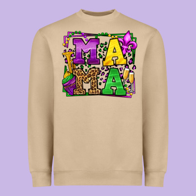 Mardi Gras Leopard Frame Mama Mother's Day Heavyweight Sweatshirt Designed By Lillyallendesigns