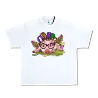 White mardi gras pig Urban Heavy Tee - CowGirlArtShop