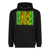 Black saint patricks horseshoe shamrock leopard glitter brushstroke Heavyweight Hoodie - Artiststas
