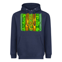 Navy saint patricks horseshoe shamrock leopard glitter brushstroke Heavyweight Hoodie - Artiststas