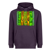 Plum saint patricks horseshoe shamrock leopard glitter brushstroke Heavyweight Hoodie - Artiststas