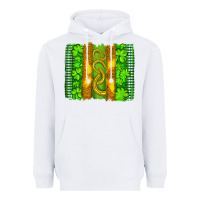 White saint patricks horseshoe shamrock leopard glitter brushstroke Heavyweight Hoodie - Artiststas
