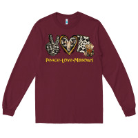 Burgundy Peace Love Missouri Long Sleeve Tee - Jasminsmagicworld