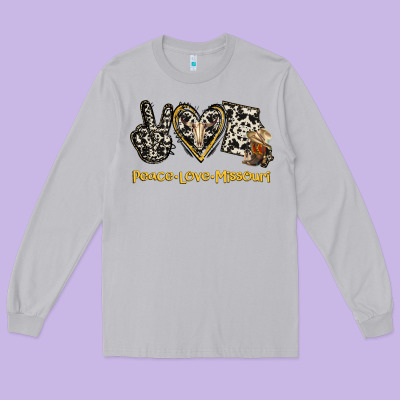 Peace Love Missouri Long Sleeve Tee Designed By Jasminsmagicworld