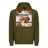 Army Green Best Teacher Seamless Pattern Premium Hoodie - BundleAndBundleShop