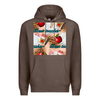 Coffee Best Teacher Seamless Pattern Premium Hoodie - BundleAndBundleShop