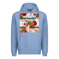 Colony Blue Best Teacher Seamless Pattern Premium Hoodie - BundleAndBundleShop