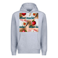 Heather Grey Best Teacher Seamless Pattern Premium Hoodie - BundleAndBundleShop