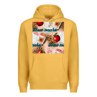 Mustard Best Teacher Seamless Pattern Premium Hoodie - BundleAndBundleShop