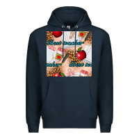 Navy Best Teacher Seamless Pattern Premium Hoodie - BundleAndBundleShop