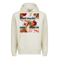 Oatmeal Heather Best Teacher Seamless Pattern Premium Hoodie - BundleAndBundleShop