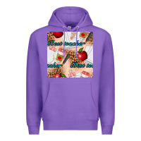 Purple Best Teacher Seamless Pattern Premium Hoodie - BundleAndBundleShop