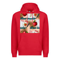 Red Best Teacher Seamless Pattern Premium Hoodie - BundleAndBundleShop