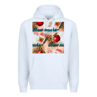 White Best Teacher Seamless Pattern Premium Hoodie - BundleAndBundleShop
