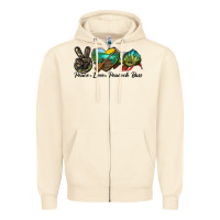 Sandshell Peace Love Peacock Bass Zipper Hoodie - LillyAllenDesigns