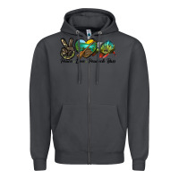 Smoke Peace Love Peacock Bass Zipper Hoodie - LillyAllenDesigns