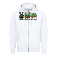 White Peace Love Peacock Bass Zipper Hoodie - LillyAllenDesigns