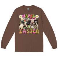 Chestnut Happy Easter Heifers Easter Day Long Sleeve Tee - CowGirlArtShop