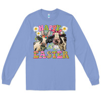 Colony Blue Happy Easter Heifers Easter Day Long Sleeve Tee - CowGirlArtShop