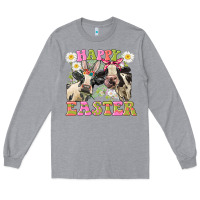Heather Grey Happy Easter Heifers Easter Day Long Sleeve Tee - CowGirlArtShop
