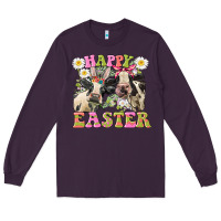 Plum Happy Easter Heifers Easter Day Long Sleeve Tee - CowGirlArtShop