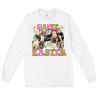 White Happy Easter Heifers Easter Day Long Sleeve Tee - CowGirlArtShop