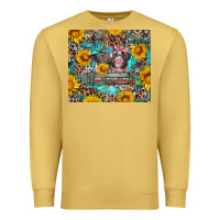 Antique Gold baby pigs with leopard cowhide and sunflowers Premium Sweatshirt - Artiststas