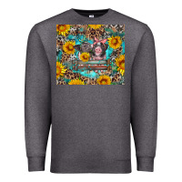 Charcoal Heather baby pigs with leopard cowhide and sunflowers Premium Sweatshirt - Artiststas