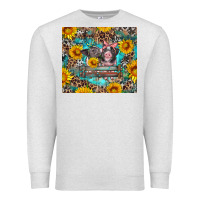 Oatmeal Heather baby pigs with leopard cowhide and sunflowers Premium Sweatshirt - Artiststas