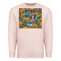 Pale Pink baby pigs with leopard cowhide and sunflowers Premium Sweatshirt - Artiststas