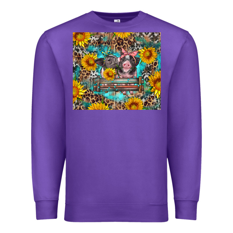 Baby Pigs With Leopard Cowhide And Sunflowers Premium Sweatshirt by Artiststas | Teevron