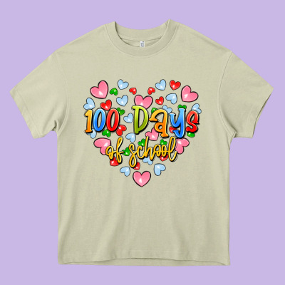 100 Days Of School Heavy Core Tee Designed By Artiststas