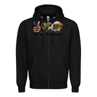 Black peace love bald head eagle Zipper Hoodie - LillyAllenDesigns