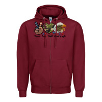 Burgundy peace love bald head eagle Zipper Hoodie - LillyAllenDesigns