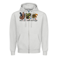 Dove Grey peace love bald head eagle Zipper Hoodie - LillyAllenDesigns