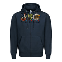 Navy peace love bald head eagle Zipper Hoodie - LillyAllenDesigns