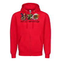 Red peace love bald head eagle Zipper Hoodie - LillyAllenDesigns