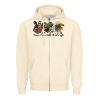 Sandshell peace love bald head eagle Zipper Hoodie - LillyAllenDesigns