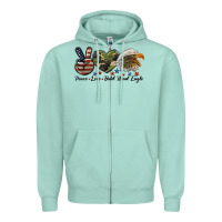Seafoam peace love bald head eagle Zipper Hoodie - LillyAllenDesigns