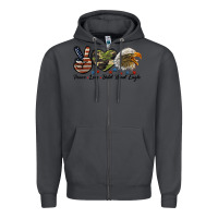 Smoke peace love bald head eagle Zipper Hoodie - LillyAllenDesigns